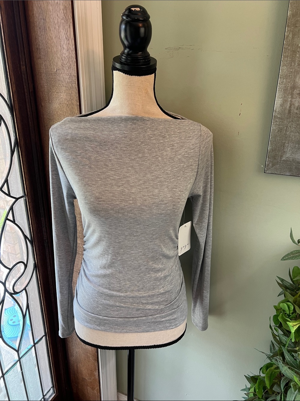 gaze Light Gray Boatneck Long Sleeve Top
